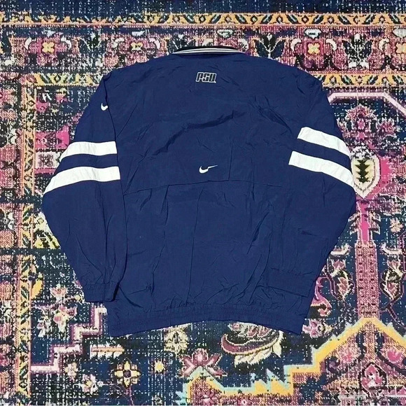 Vtg 90s Penn State Team Issued Embroidered Nike Navy Windbreaker Size X-Large - Picture 2 of 2